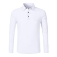 thumbnail image 4 of Linen Polo Shirts for Men Casual Long Sleeve Collared Relaxed Fit Golf Shirts Work Shirt Beach Shirt, 4 of 5