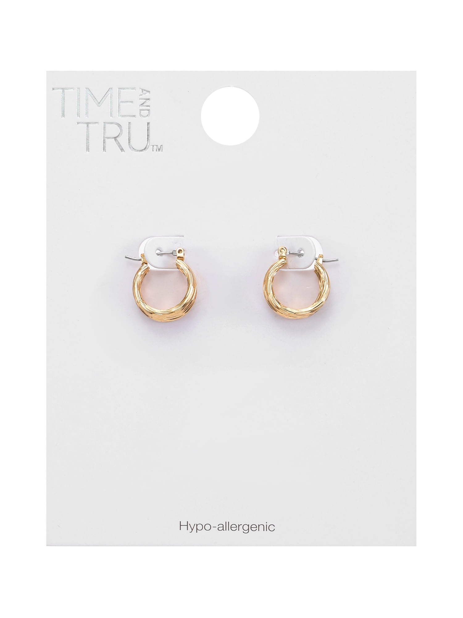 Time and Tru Small Triple Layer Gold Hoop for Women, Twisted Gold