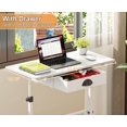 thumbnail image 3 of Adjustable Height Standing Desk for Walking Pad Treadmill, Portable Rolling Desk for Laptop with Drawer, Small Moblie Sit to Stand Desk On Wheels with Stiffener for Home Office Dorm Bedroom, 3 of 9