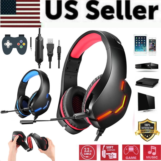 Auriculares Para Juegos Con Cable Over Ear Auriculares Para Juegos Con Cable Con Micrófono Auriculares Para Pc Con Conector De 3,5 Mm Y Luz Led Speravity EL016406-01