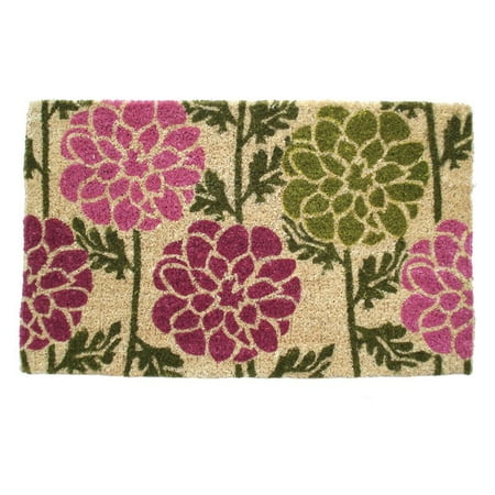 Dahlias 18 x 30 Hand Woven Coir Doormat