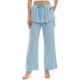thumbnail image 6 of Noric Women Straight Leg Peplum Pants with Pockets High Waisted Drawstring Casual Summer Flowy Palazzo Pants Loose Fit, 6 of 7