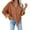 Brown, variant on Poseca Women Corduroy Oversized Long Sleeve Shirt Button Down Blouses Tops Jacket