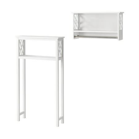 Alaterre Coventry Over Toilet Open Storage Shelf, Bath Shelf with Two Towel Rods