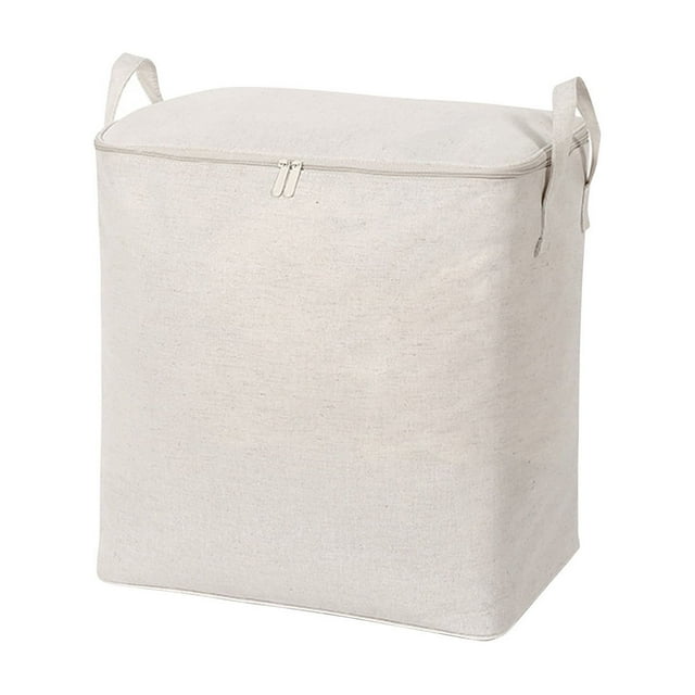 Wuztai Sac de Rangement pour Couette Grande Capacité, Panier de Rangement en Tissu de Lin Extra Robuste Lavable, Boîte de Rangement pour Placard Chambre Garde-Robe Buanderie sous le Lit