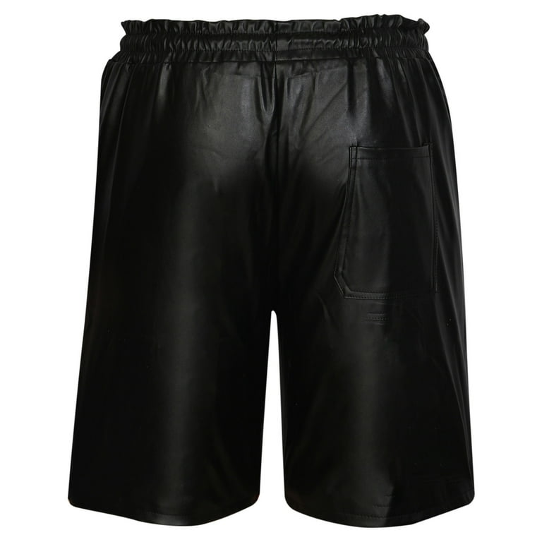 ショートパンツ Msgm Shorts In Black Faux Leather With Darts Joau Men Plus Size Black Leather Shorts, Men's Punk Retro