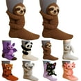 thumbnail image 6 of LBHGRMF 3D Knit Animal Sloth Socks for Women, Cute Plush Animal Hug Socks, Cozy Long Stocking for Winter Christmas Gifts, 6 of 7