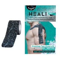 Heali PRO Kinesiology Tape, 20 Pre-Cut Strips, Synthetic Silk, Menthol, Blue, Pack of 1