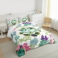 thumbnail image 3 of Manfei Colorful Lotus King Size Comforter Sets,Natural Flower Floral Bedding Comforter Set,Green Pink White Bedding Set For Children,Super Cozy Room Decor Reversible,3 Pieces, 3 of 8
