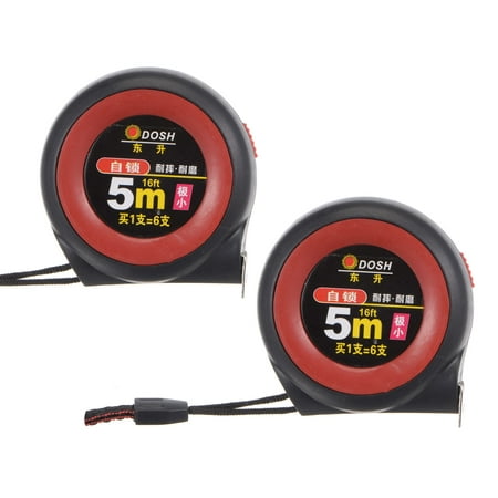 

2 Packs Self Lock Tape Measure 5M Retractable Ruler Steel Measuring Tape 19mm Wide Black Red ABS Shell