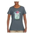 thumbnail image 2 of Y'all Is Not Word It's A Word Southern Artsy Jar with Flowers Pop Culture Womens Graphic T-Shirt, Charcoal, Medium, 2 of 3