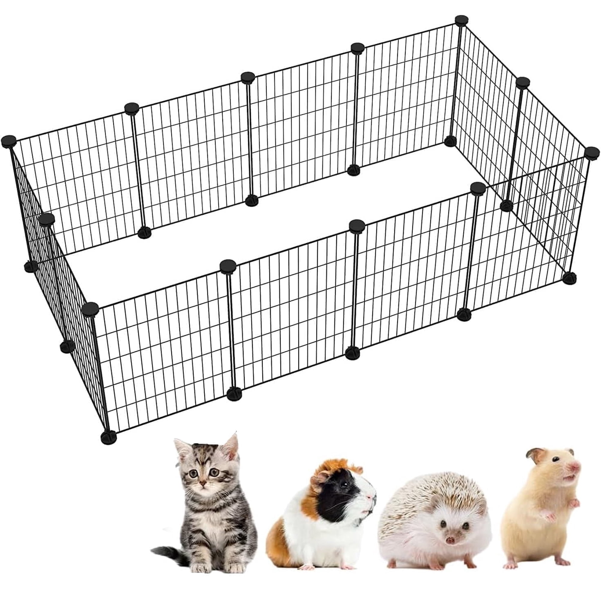 Small Animal Playpen, Metal Fence for Indoor Outdoor Use, Portable Metal Wire Yard Fence,DIY Wire Fence for Small Animal, Guinea Pigs, Bunny, Turtle, 12 Panels (14x14 Inches)