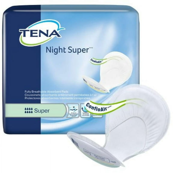 TENA Night Super Pads, Unisex, Heavy Absorbency, One Size Fits Most (27 Inch Length), 24 Count
