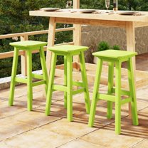 WestinTrends Malibu 29" HDPE Outdoor Patio Square Bar Stools (Set of 3), Lime