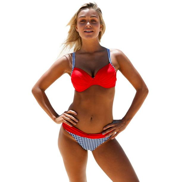 Gym Stewart ø Electrify Dokotoo Women's Red Color Block Two Piece Bikini Swimsuit Push Up Padded Bathing  Suits Size X-Large US 16-18 - Walmart.com
