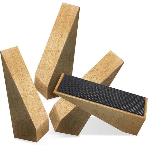 2 Pack Wooden Door Stop - Non-Slip Door Stoppers for Floor - Door Wedges for All Door Types and Surfaces - Each Door Stopper 1inch Thick, with Rubber