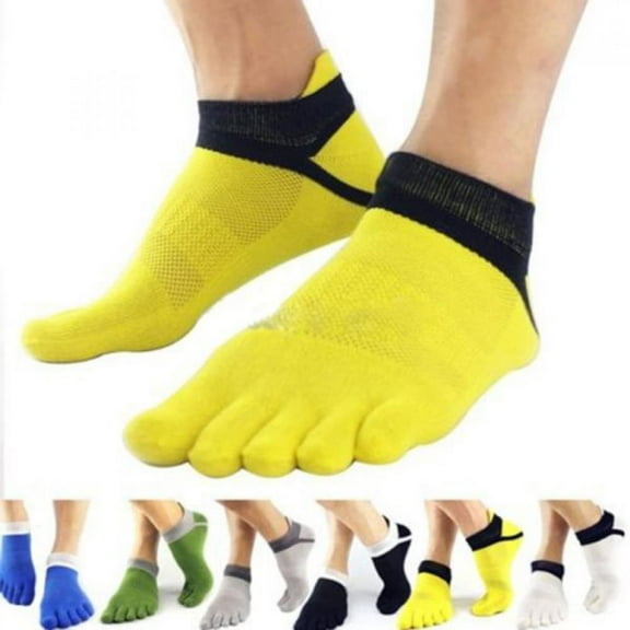 Men's Cotton 5 Finger Toe Socks Running No Show Breathable Short Sport Sock Low Ankle Low Cut