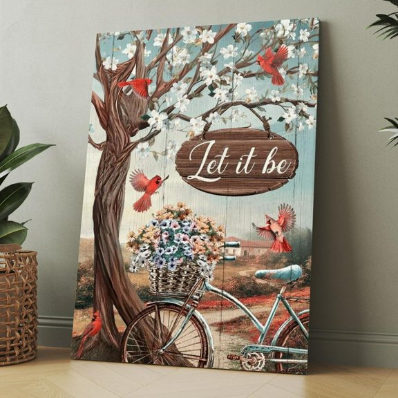 Let It Be Vintage Framed Canvas Wall Art, Christian Wall Decor for Office Living Room Bed Room, Inspirational Religious Wall Decor Gift