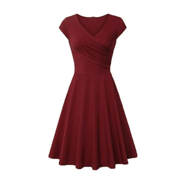 Robe Swing Robes Rétro pour Femmes Robes de Bal Vintage Robe à Manches Courtes pour Femmes des Années 50 Ménagère Décontractée Robe de Soirée Robe à Col Robe Noire Robes d'Été pour Femmes 2023
