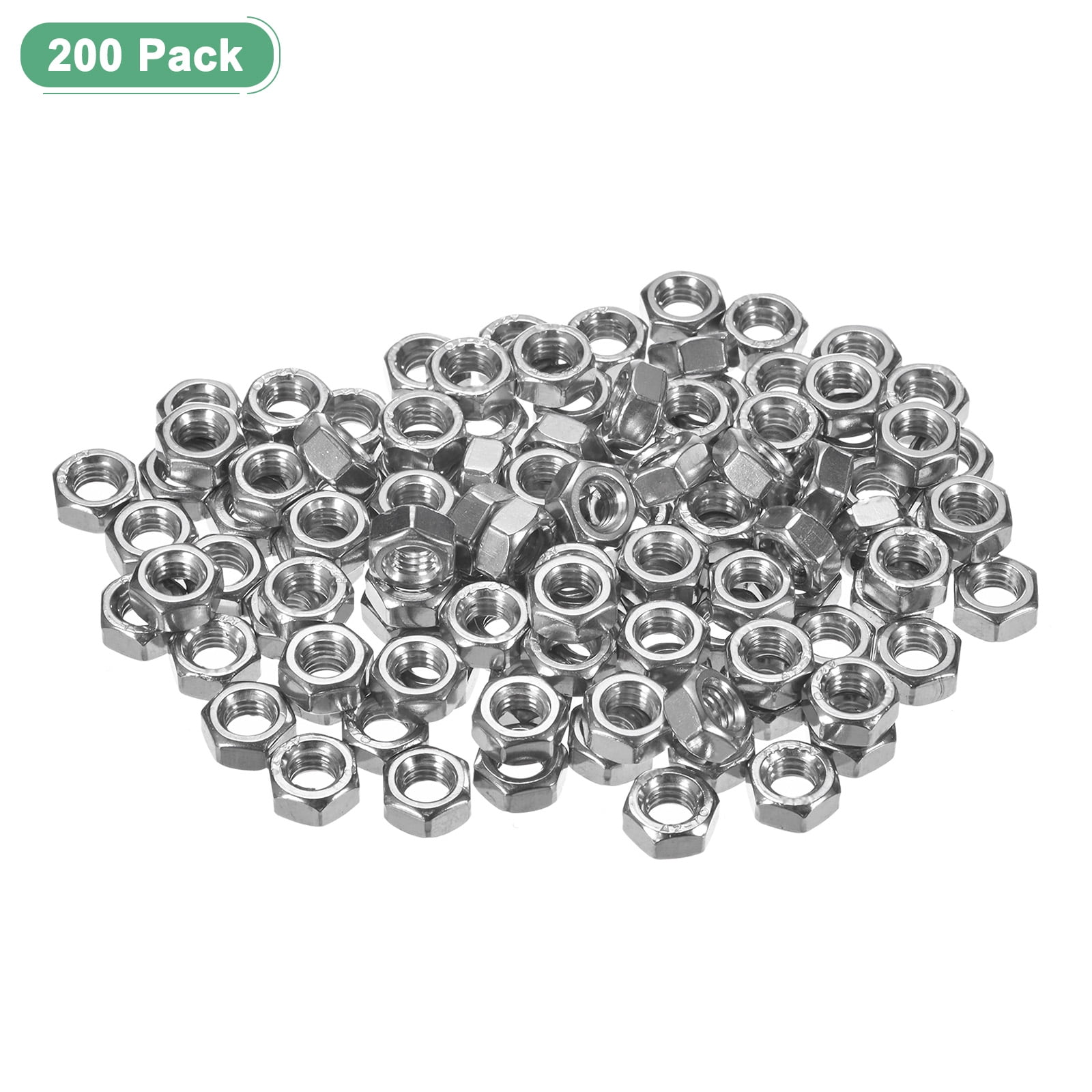 Uxcell 200 Pack Metric Hex Nuts M6 x 1mm Thread Stainless Steel Hexagon Nut for Machinery Automotive
