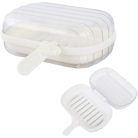 Topboutique Leakproof Soap Holder Travel Soap Container with Lid Portable Soap Bar Holder with Draining Soap Box with Zipper Soap Dish Case for Traveling,Camping,Gym,Bathroom 1 Pack (Clear White)