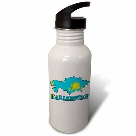 

The flag of Kazakhstan in the outline map of the country and name Kazakhstan 21 oz Sports Water Bottle wb-63169-1