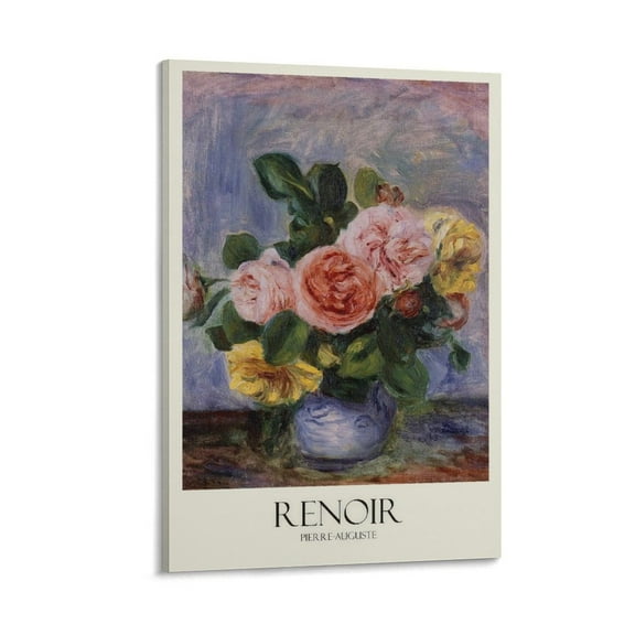 Renoir Print Painting Roses in A Vase Wall Art Poster Scroll Canvas Painting Picture Living Room Decor Home 16x24inch(40x60cm)