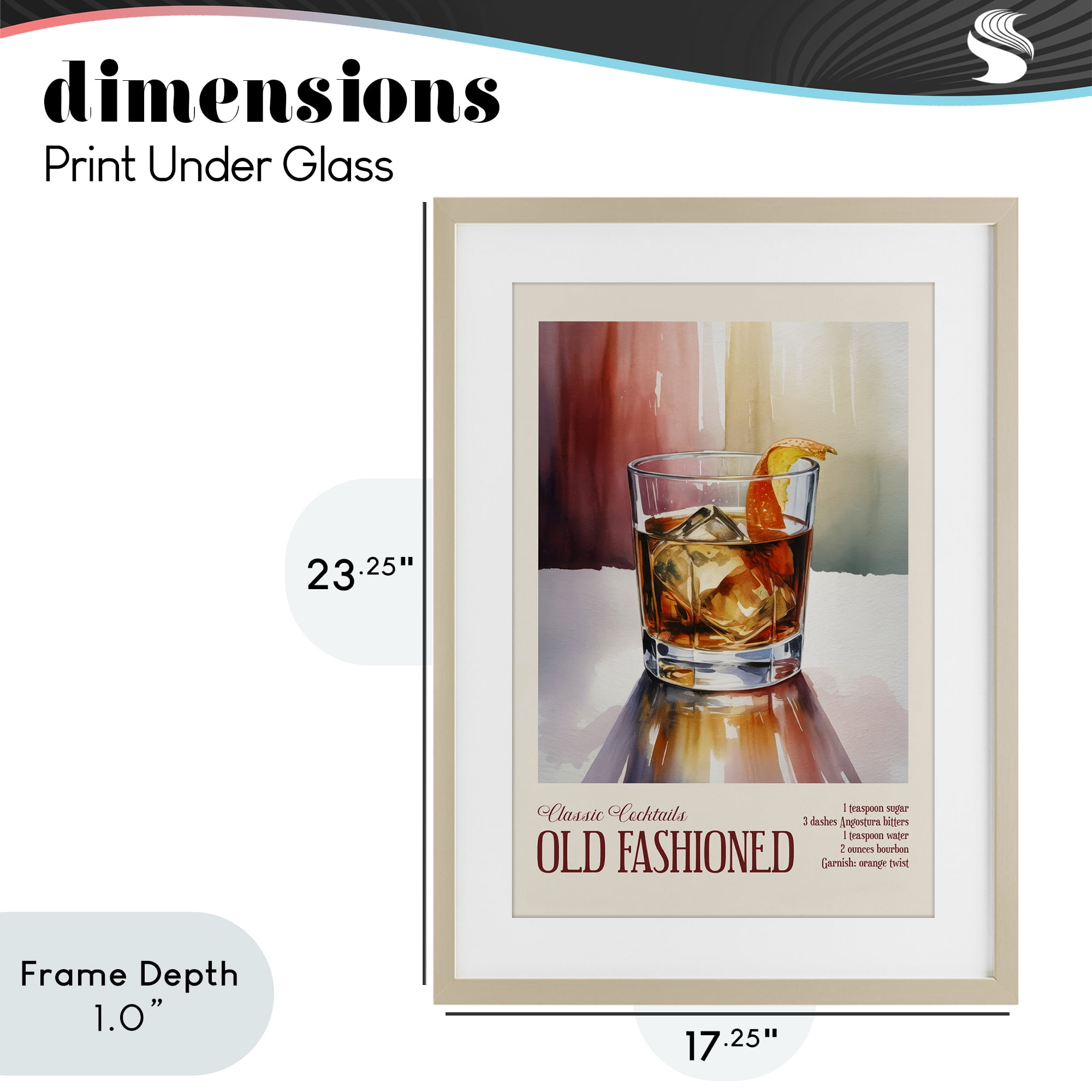 Stupell Industries Old Fashioned on Surface Birch Framed Print Under Glass, design by Andreas Magnusson