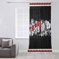 thumbnail image 3 of Black Christmas Semi Sheer Curtains Drapes for Living Room,Bedroom,French Doors Window 72 Inches Long,Winter Xmas Bells Bow Flower Snowflakes Rod Pocket Chiffon Curtain Drapery Voile Draperies Panel, 3 of 6