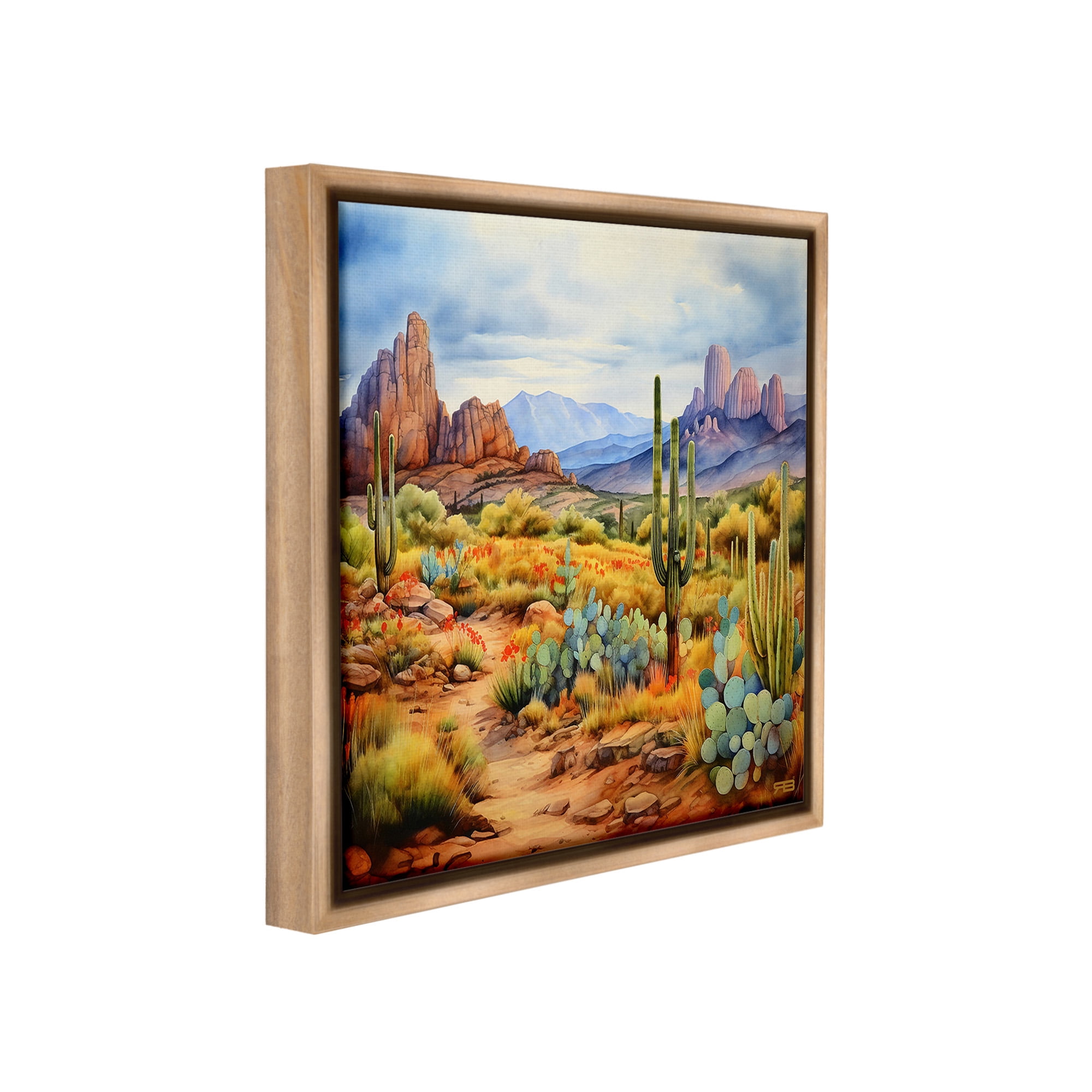Stupell Industries Vast Desert Mesa Landscape Painting Brown Floater Framed Canvas Art Print Wall Art, 25 x 25