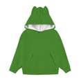 thumbnail image 4 of GiLiling Teen Girls Cute Cat Ear Hooded Sweatshirt Solid Color Long Sleeve Hoodie Pocket Toddler Fall Winter Pullover Kids (Green, 7-8 Years), 4 of 4