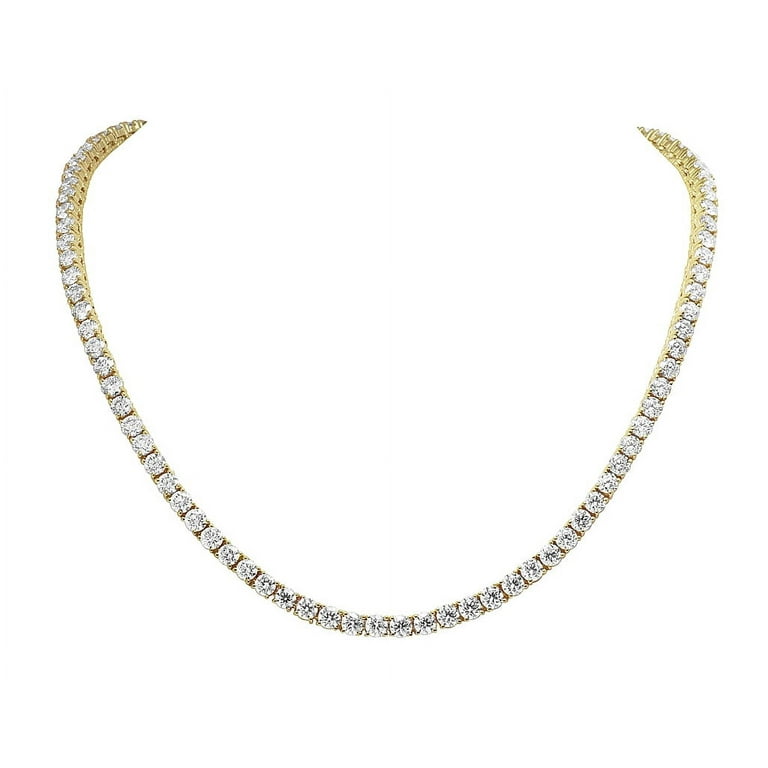 Single Row 25 Pointer CT Diamond Tennis Chain Necklace Gold
