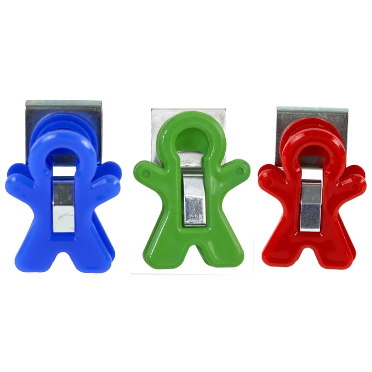 The Pencil Grip Magnet Man Magnetic Clip Assorted Colors 12/Pack