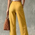 thumbnail image 4 of JUUNthy Womens Wide Leg Pants, Front Patch Pocket Button Closure High Waist Summer Pants for Daily Holiday Travel Wear Yellow XL, 4 of 4