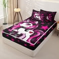 thumbnail image 2 of Homewish Unicorn Girls Zipper Twin Comforter Sets with Fitted Sheet and 2 Pillowcases For Unicorn Lovers,Cute Pink Stars Print Zipper Bedding Set For Kids,Black Reversible,4-Piece, 2 of 7