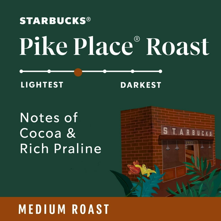 Starbucks Medium Roast Ground Coffee, Pike Place Roast Arabica