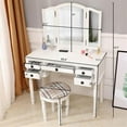 thumbnail image 4 of Sythers White Dressers for Bedroom,  Three-Fold Square Mirror Drawers Roman Column Table/Stool, 4 of 6