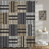 Brown Grey Retro Patchwork Shower Curtain Black Rustic Farmhouse Bath Curtain Country Tan Plaid Polyester Fabric Bathroom Decor Curtain Sets 72x72 Inch