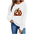 thumbnail image 6 of Hurxie Fall Pumpkins Sweatshirts for Women Long Sleeve Halloween Thanksgiving Graphic Shirt, 6 of 7
