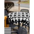 thumbnail image 5 of Outdoor Tablecloth with Umbrella Hole for Patio/Picnic/Party/Camping, Bohemia Waterproof Table Cloth Square Cover Washable, Retro Abstract Geometric Pattern Boho Black (60"x 60"), 5 of 8