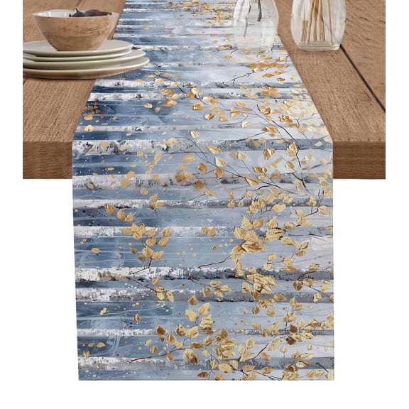 Table Runner Tree Oil Painting Table Decoration for Kitchen Dinning Forest Leave Yellow Table Decoration for Indoor Outdoor Party Wedding Decor 13x72 Inch