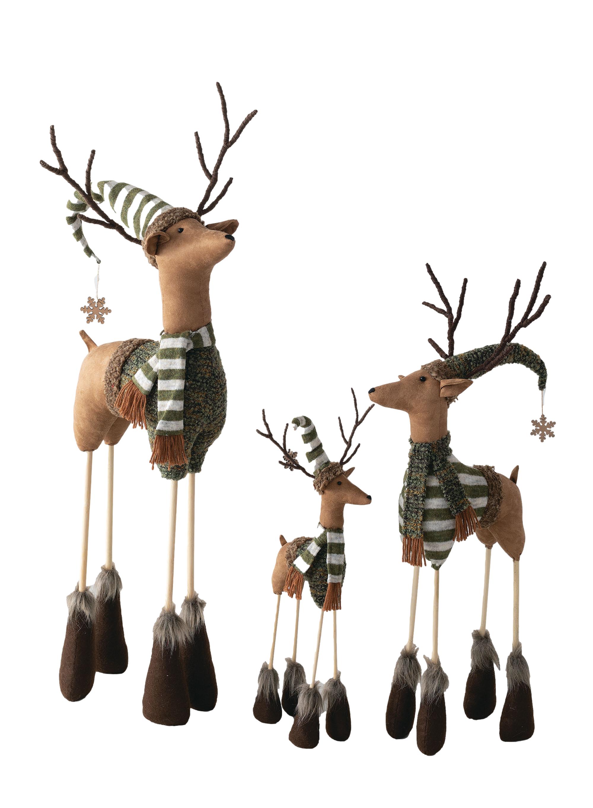 Sullivans Set of 3 Standing Deer Figurines 37"H, 32"H & 23"H Brown
