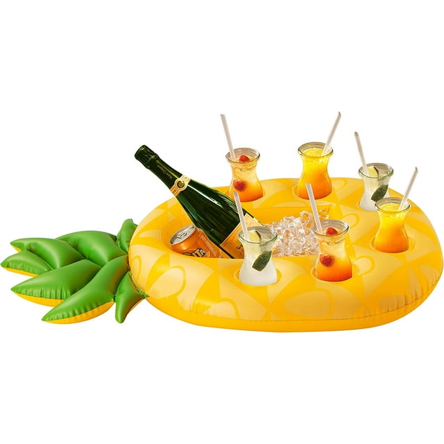 Portavasos flotante de piscina de piña, bandeja de enfriador de flotador de bebida de piscina inflable, suministros de fiesta hawaiana de playa de verano, accesorios de piscina de bañera de hidromasa TUNC Sencillez