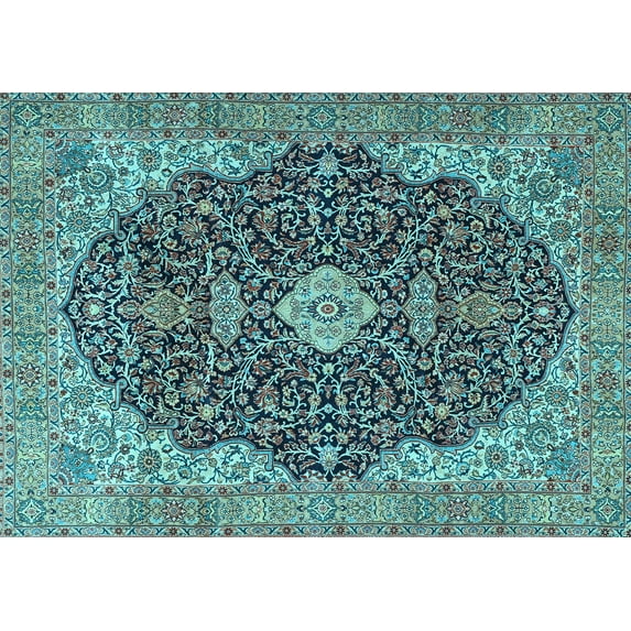 Ahgly Company Indoor Rectangle Persian Light Blue Traditional Area Rugs, 2' x 5'