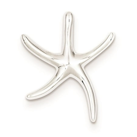 925 Sterling Silver Starfish Slide Polished Charm Pendant 22mmx20mm