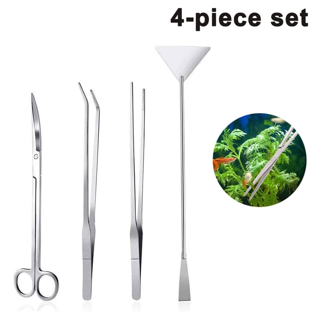 suministros de mascotas Pinzas para plantas acuáticas Tijeras Herramienta de pala Aqua Scraper 4 en 1 Herramienta de acero inoxidable Aqua Plant para Fish Starter Kit y Aquarium Plant Kit Zhivalor 2035660-2
