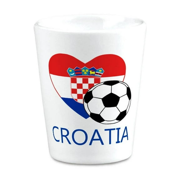 Ceramic Shot Glasses Love Soccer Heart Croatia Style 2 Euro Cup 2 Oz