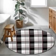 thumbnail image 4 of Gray Buffalo Plaid Round Living Room Rugs 3.3 ft, Black Geometric Check Purple Line Gradient Washable Area Rug with Non-Slip Sturdy Edge Binding Round Front Door Mat Floor Carpet for Entryway, 4 of 9