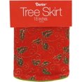 thumbnail image 1 of Christmas Decoration Miniature Tree Skirt - Golden Leaves Green Velvet - 18 Inches, 1 of 3