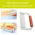 thumbnail image 4 of pitrice Potato Cutter French Fries Vegetable Cutter Stainless Steel Wavy Edged Crinkle Wooden Handle Chopper Kitchen Gadget, 4 of 8